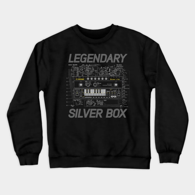 TB-303 / Legendary Silver Box / Gray Crewneck Sweatshirt by Synthshirt